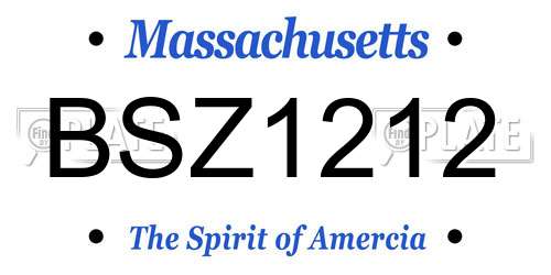 BSZ1212 Massachusetts License Plate
