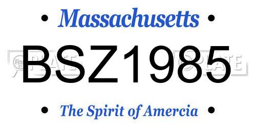 BSZ1985 Massachusetts License Plate