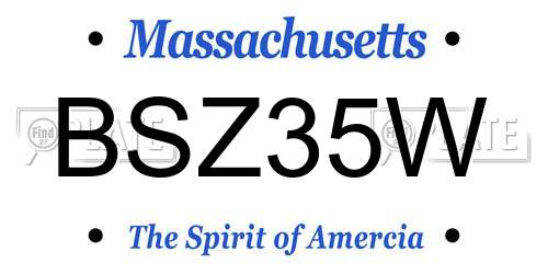 BSZ35W Massachusetts License Plate