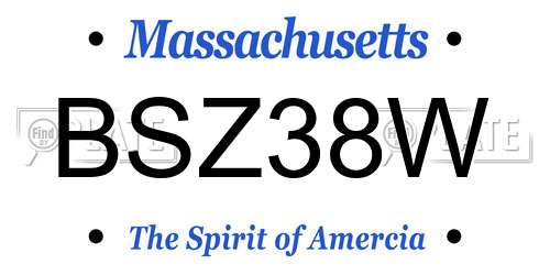 BSZ38W Massachusetts License Plate