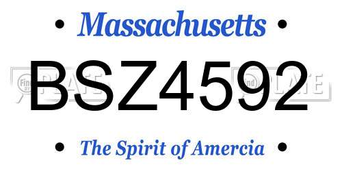 BSZ4592 Massachusetts License Plate