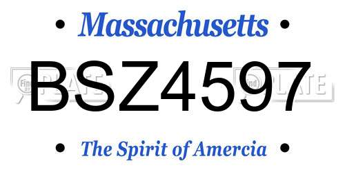 BSZ4597 Massachusetts License Plate
