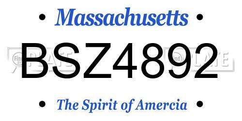 BSZ4892 Massachusetts License Plate