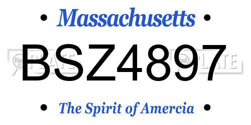 BSZ4897 Massachusetts License Plate