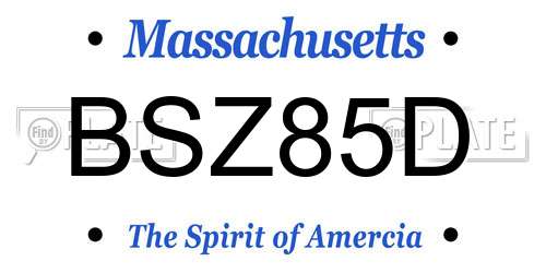 BSZ85D Massachusetts License Plate