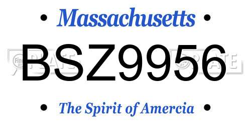 BSZ9956 Massachusetts License Plate