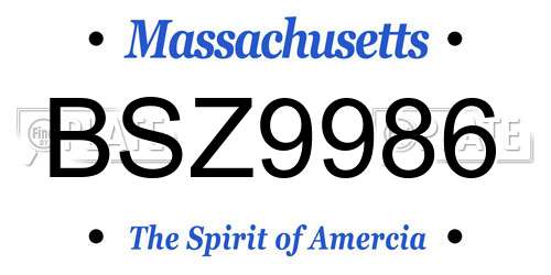 BSZ9986 Massachusetts License Plate