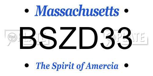 BSZD33 Massachusetts License Plate