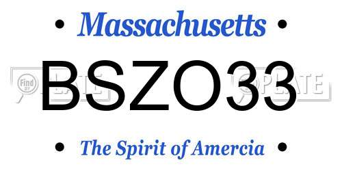 BSZO33 Massachusetts License Plate