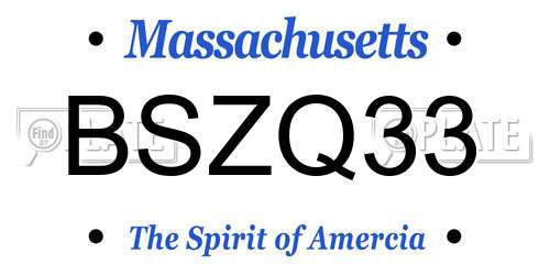 BSZQ33 Massachusetts License Plate