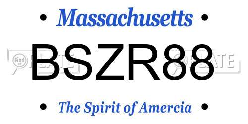 BSZR88 Massachusetts License Plate