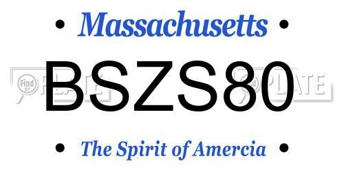 BSZS80 Massachusetts License Plate