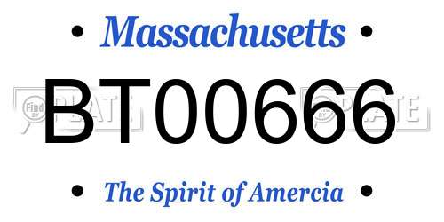 BT00666 Massachusetts License Plate