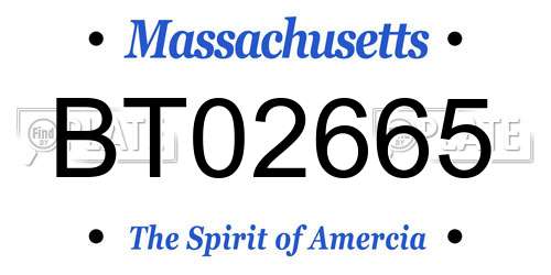 BT02665 Massachusetts License Plate