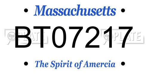 BT07217 Massachusetts License Plate