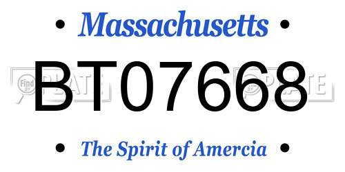 BT07668 Massachusetts License Plate