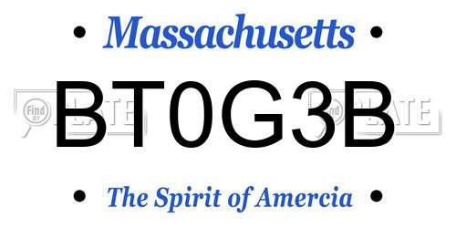 BT0G3B Massachusetts License Plate