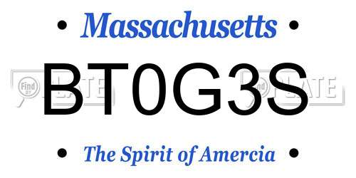 BT0G3S Massachusetts License Plate
