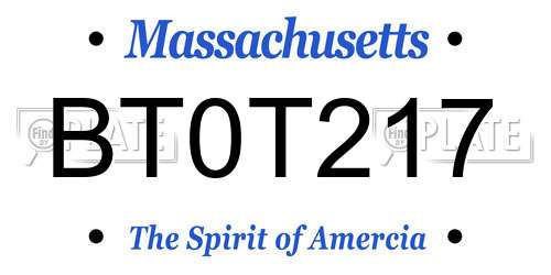 BT0T217 Massachusetts License Plate
