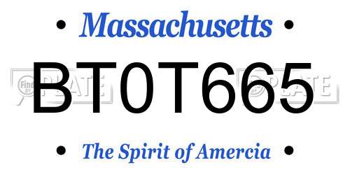 BT0T665 Massachusetts License Plate
