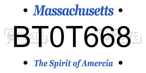 BT0T668 Massachusetts License Plate