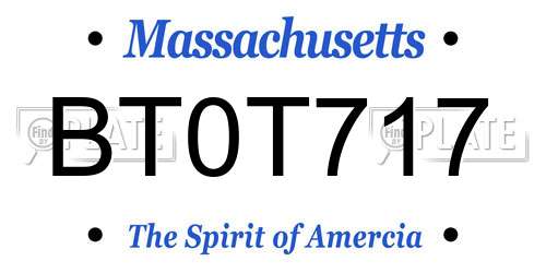 BT0T717 Massachusetts License Plate