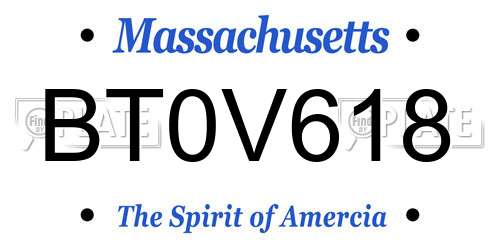 BT0V618 Massachusetts License Plate