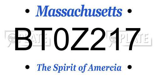 BT0Z217 Massachusetts License Plate