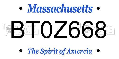 BT0Z668 Massachusetts License Plate