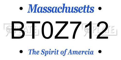 BT0Z712 Massachusetts License Plate