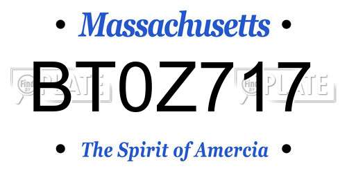 BT0Z717 Massachusetts License Plate