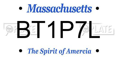BT1P7L Massachusetts License Plate