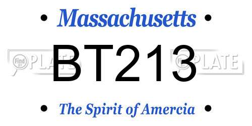 BT213 Massachusetts License Plate