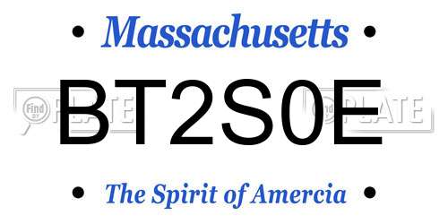 BT2S0E Massachusetts License Plate