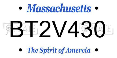 BT2V430 Massachusetts License Plate