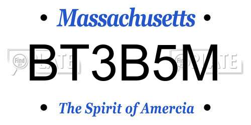 BT3B5M Massachusetts License Plate
