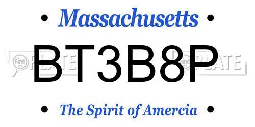 BT3B8P Massachusetts License Plate
