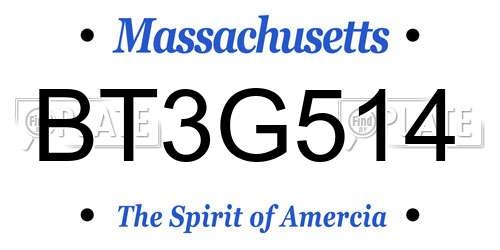 BT3G514 Massachusetts License Plate