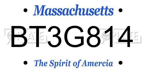 BT3G814 Massachusetts License Plate