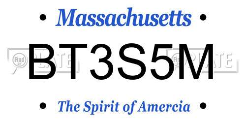 BT3S5M Massachusetts License Plate