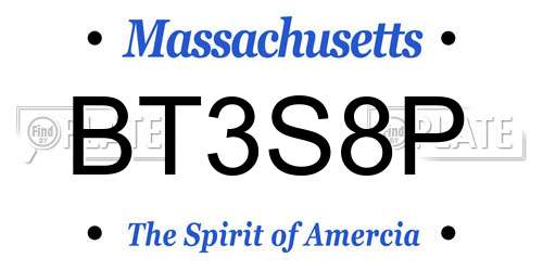 BT3S8P Massachusetts License Plate