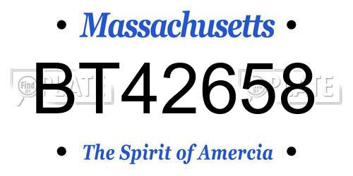 BT42658 Massachusetts License Plate