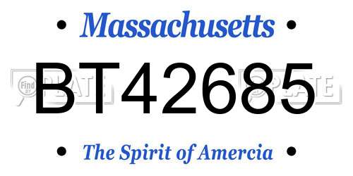 BT42685 Massachusetts License Plate