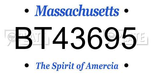 BT43695 Massachusetts License Plate