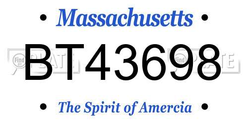 BT43698 Massachusetts License Plate