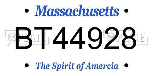 BT44928 Massachusetts License Plate