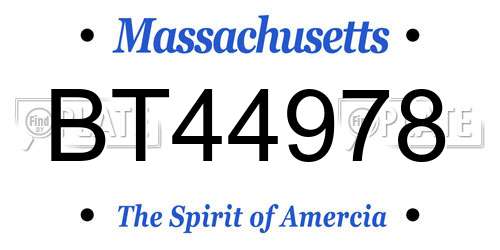 BT44978 Massachusetts License Plate