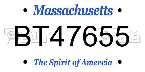 BT47655 Massachusetts License Plate