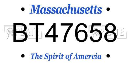 BT47658 Massachusetts License Plate