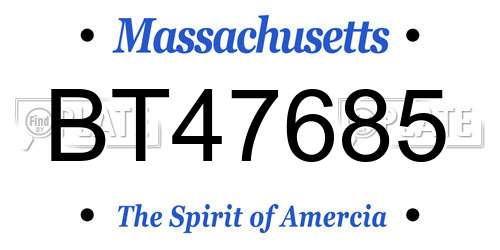 BT47685 Massachusetts License Plate